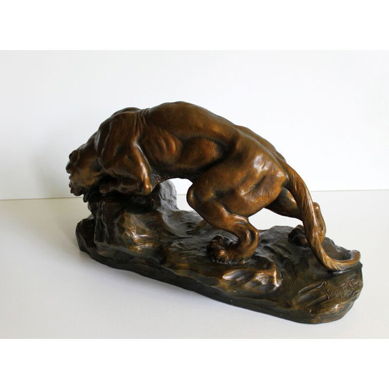 Image 1 of Sculpture of a lioness in terracotta by Armand Fagotto