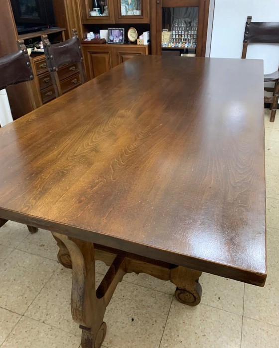 Image 1 of Solid wood and iron table for 12 people