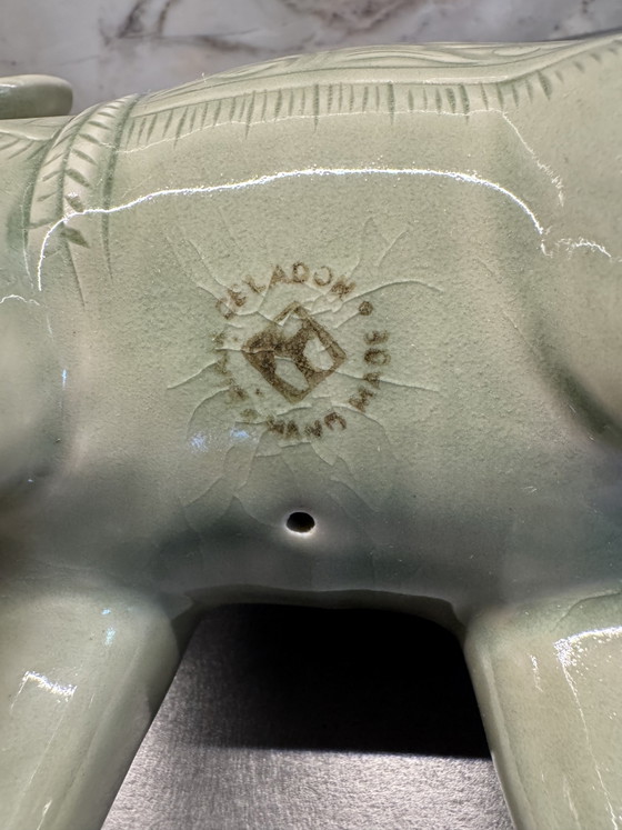 Elefante de cerámica celadón de Siam antiguo – Siam Celadon, Objetos decorativos, Ceramic (photo 10 of 11)