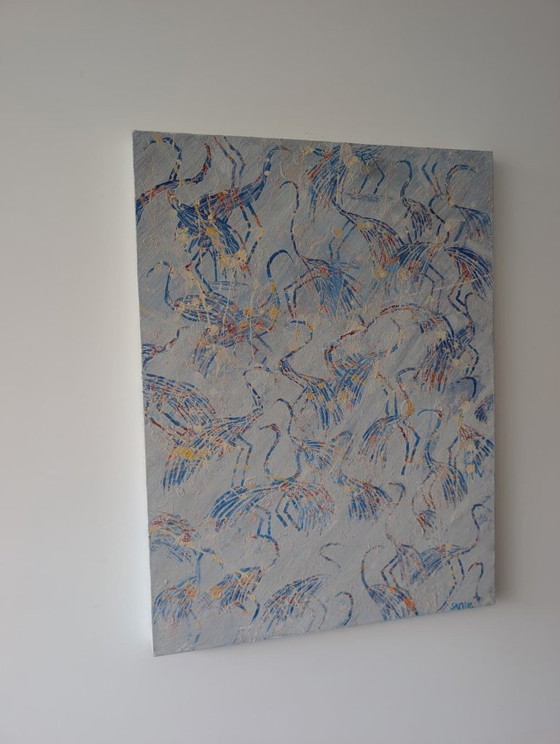 Birds in Blue – Paintings & Drawings, Canvas (photo 4 of 5)