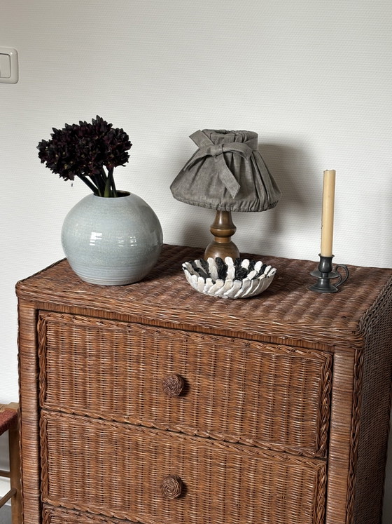 Image 1 of Cassettiera vintage in rattan | stile boho | Fasciatoio a 3 cassetti