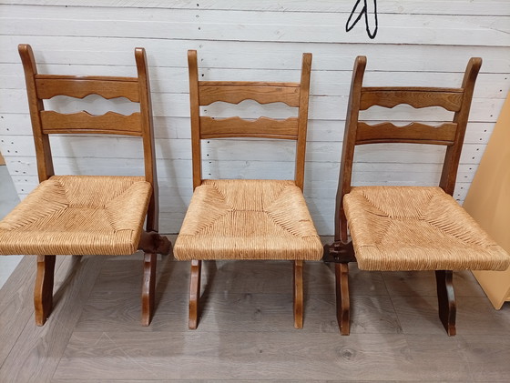 Image 1 of Sedie vintage in rovere con seduta in vimini