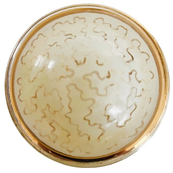 Image 1 of Scatola per gioielli Art Déco in vetro con motivo giallo oro 1950