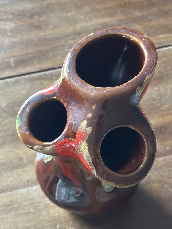 Image 1 of Triflore Vintage Vallauris ceramic vase H 16 cm