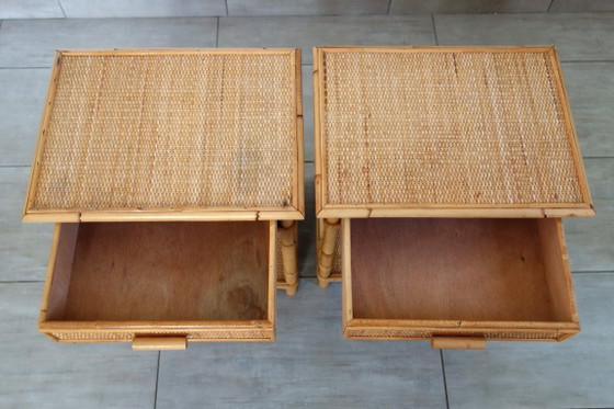 Coppia di comodini in vimini intrecciato e bambù, anni '70/'80 – Rattan, Wicker (photo 8 of 15)