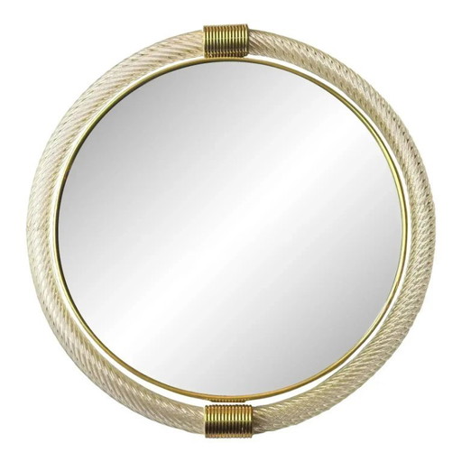 Duo de miroirs muraux classiques vénitiens en verre de Murano Torciglione avec finition feuille d'or