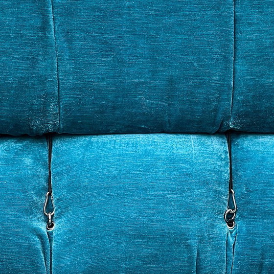 Image 1 of 6x moduli divano camaleonda di mario bellini per b&b italia in velluto di lino azzurro
