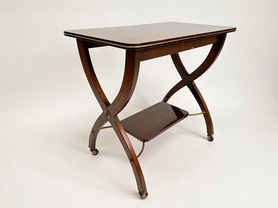 Image 1 of Vintage Mid-Century Side Table On Wheels