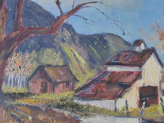 Vintage Oil Landscape Painting - Impasto Barn Scene – Paintings & Drawings, Canvas (photo 8 of 12)