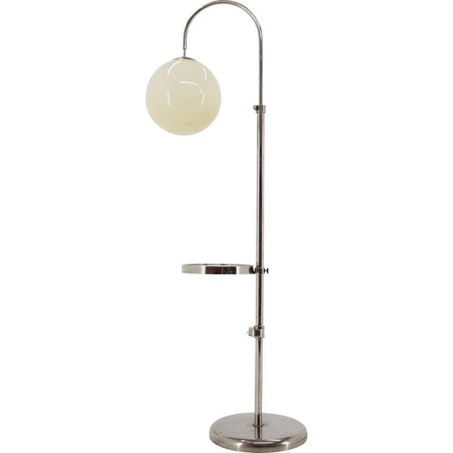 Vintage verchroomde functionalistische vloerlamp, Tsjecho-Slowakije 1930
