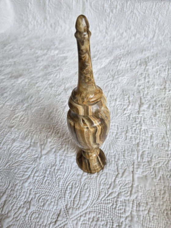 Vintage covered vase in veined marble onyx, 1960s-1980s – Stone (photo 3 of 5)