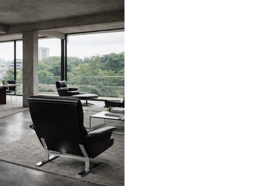 Image 1 of Vintage Mid-Century Modern Danish Black Leather Lounge Chair by Georg Thams for A/S Vejen Polstermöbelfabrik, 1960s