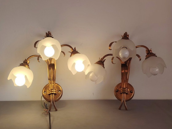 Image 1 of Vintage wandlamp (met wandarm) in Italiaanse Florentijnse stijl, gemaakt van smeedijzer.