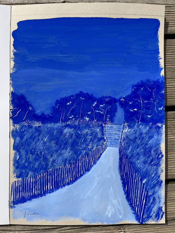 Image 1 of Guazzo su carta, 40x30 cm, con cornice.