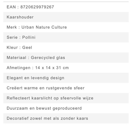 Image 1 of For sale: Urban Nature Culture candlestick amber 