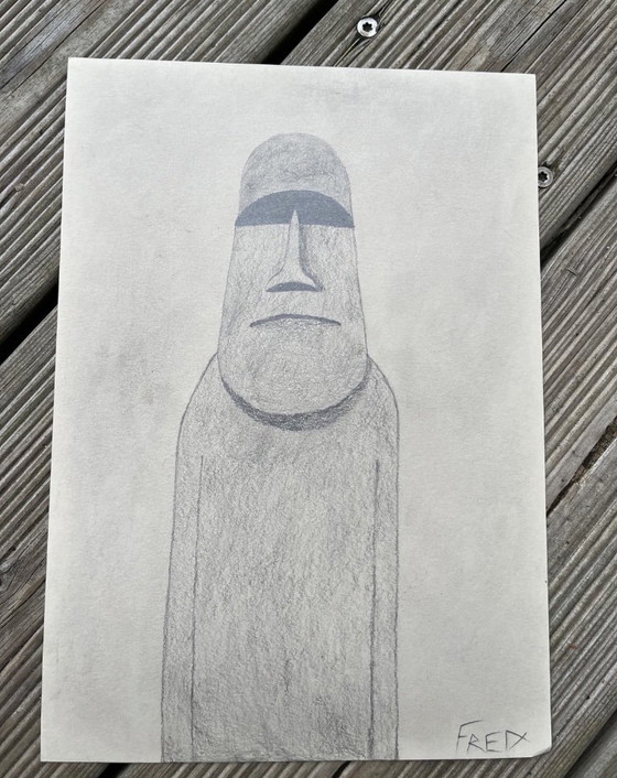 Image 1 of Moai-Zeichnungen mit Graphit.  A4 21x29cm
