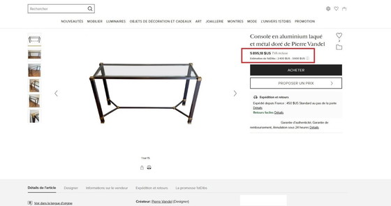 Image 1 of 😍✨ Pierre Vandel Paris - Iconic console table with stretcher, designed by Pierre Vandel Paris ✨😍