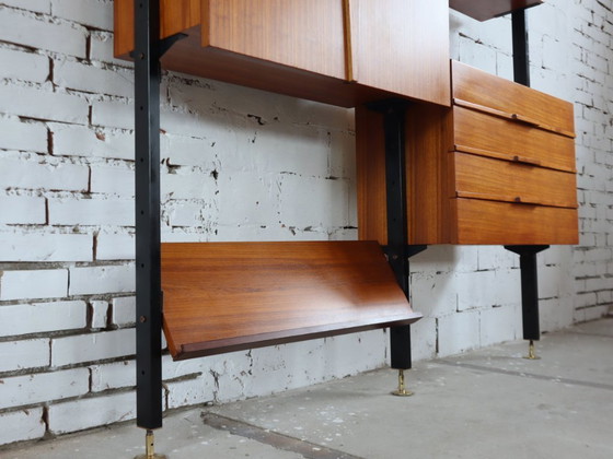 Image 1 of Mid-Century modular bookcase with fold-down Desk