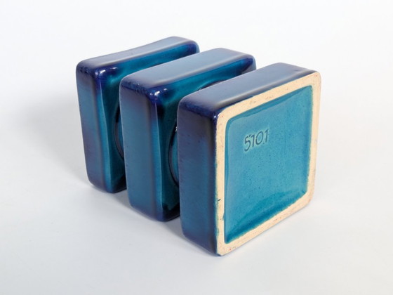 Cari Zalloni for Steuler Vase, Model 510, Space Age Ceramic Pillar, Cobalt & Turquoise (photo 5 of 16)