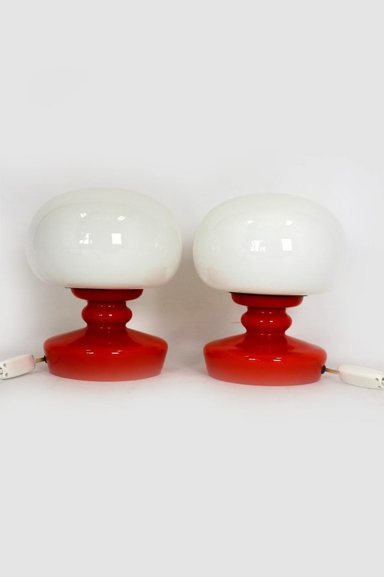 Image 1 of Glass Table Lamps attributed to Stepan Tabery for Osvetlovaci Sklo, 1970s, Set of 2