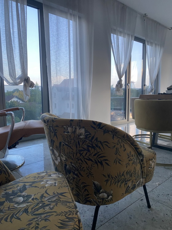 WOOOD Vogue Armchairs – Velvet Poppy Mustard – Floral Pattern – Metal (photo 2 of 5)