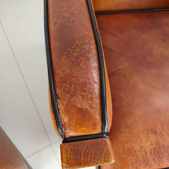 Image 1 of Poltrone in pelle di pecora Art Déco – set di due