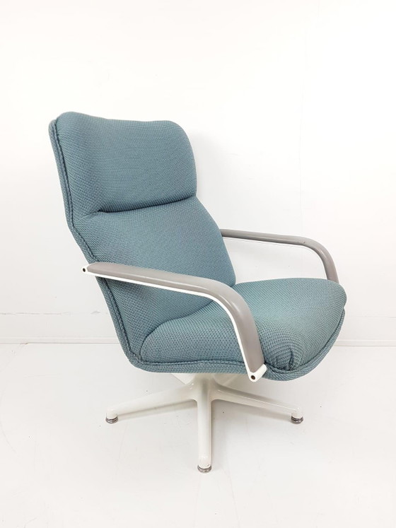 Artifort Draaifauteuil Blauwe Ploegstof Nieuw Gestoffeerd – Metal, Textile (photo 11 of 11)