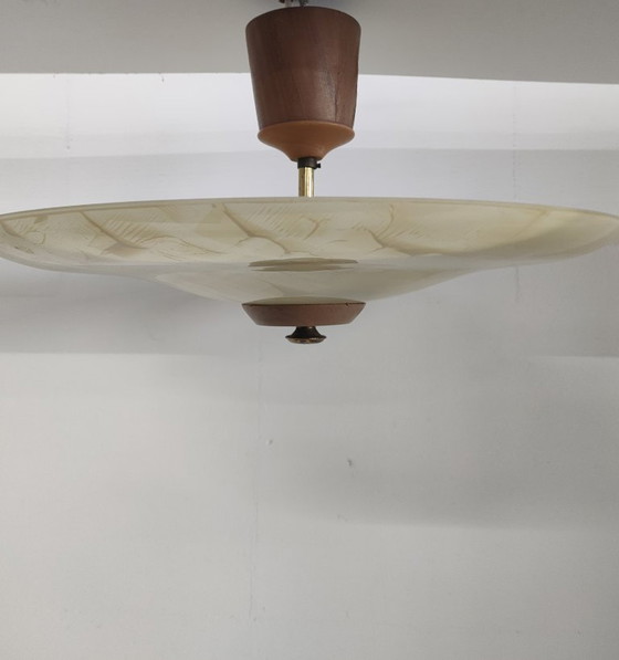 Image 1 of Vintage 50s/60s Scandinavian (style) large glass ceiling light