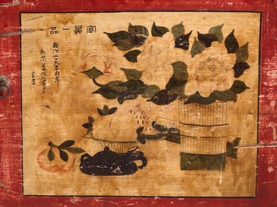 Credenza antica laccata con motivi di loto dipinti – Cina, circa 1920 – Credenze (photo 32 of 40)