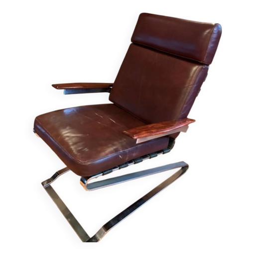 Girsberger schommelstoel, vintage design. – schommelstoelen, Leather, Metal, Mid Century Modern