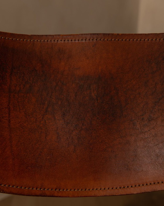 Image 1 of Sedia vintage Maison Regain in olmo e pelle color cognac, Francia anni '70