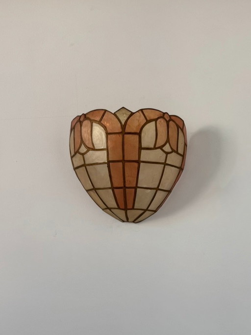 Par de apliques de pared vintage, nácar y latón, Francia, 1970 – wandlampen, Brass (photo 2 of 6)