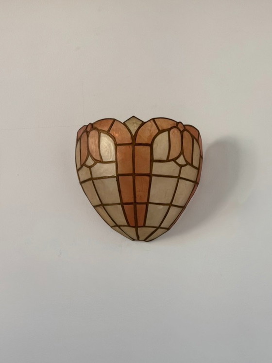 Coppia di applique da parete vintage, in madreperla e ottone, Francia, 1970 – Brass (photo 2 of 6)
