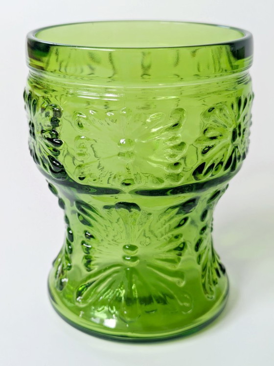 Image 1 of Set di 6 bicchieri vintage verdi italiani |Fidenza Vetraria Bormioli | 1970 Midcentury Barware