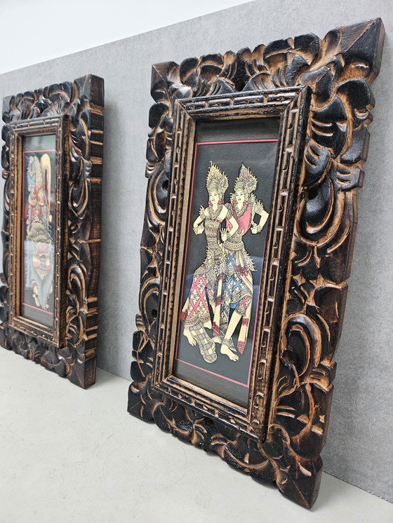 Image 1 of Vintage Balinese print in originele lijsten