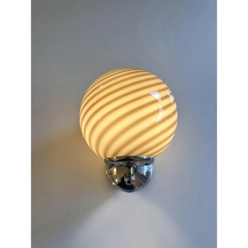 Contemporary Beige and Brown “Rods” Murano Glass Wall Sconces-Set of Two