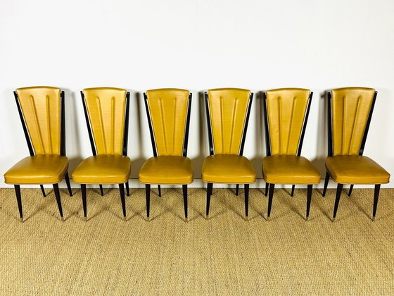 Image 1 of Set van 6 art-deco stoelen, Frankrijk, 1940