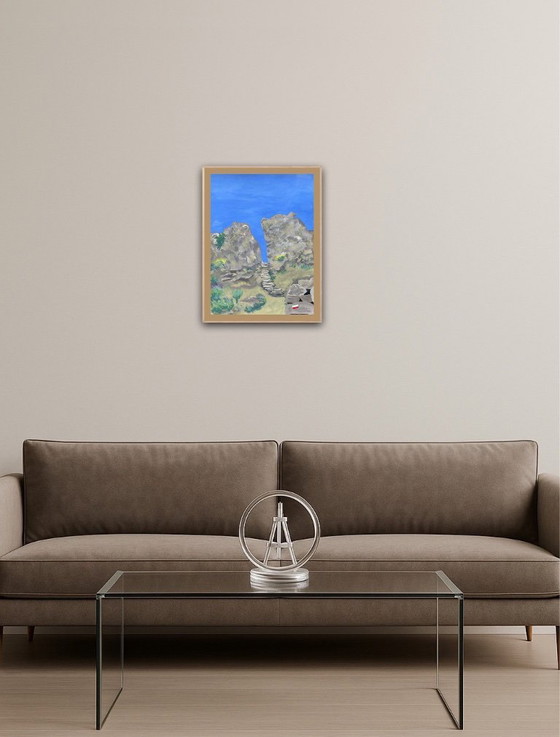 Image 1 of Gouache op natuurlijk papier.  Bocca d'Usciolu - Corsica Formaat 40x30cm