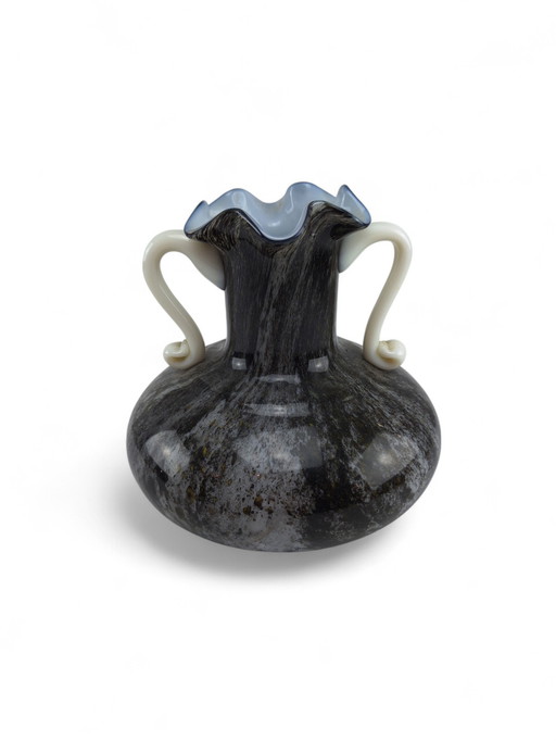 Murano handle vase glass flower vase vintage 60s 70s
