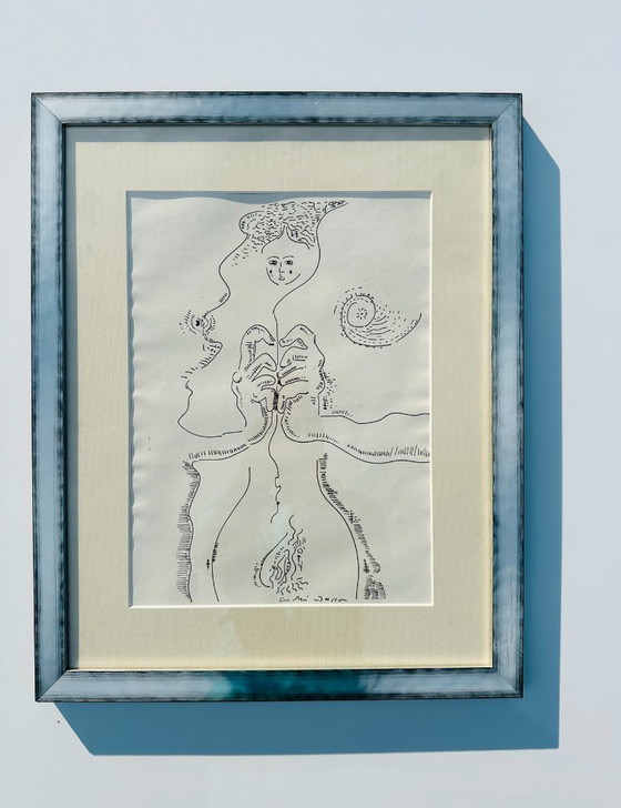 Image 1 of Vintage framed lithograph "Le Fil d'Ariane" by André Masson, France 1970