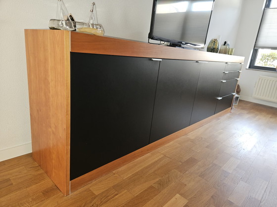 Original Pastoe L-series Sideboard, Cherry & Black (261 cm), Wood, Multi Color (photo 2 of 5)