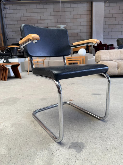Silla Thonet S64 PV (juego de 4) – eetkamerstoelen, Chrome, Leather