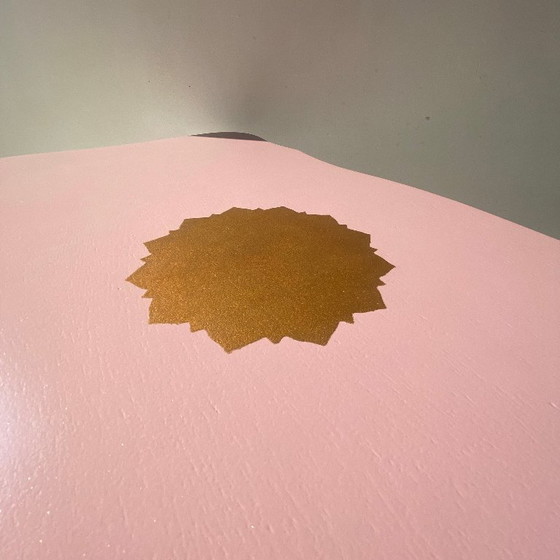 Image 1 of Vintage rustic pink and gold coffee table