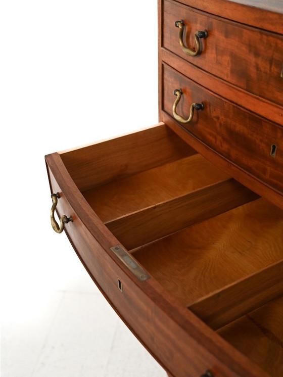 Image 1 of Mobile alto scandinavo in mogano con maniglie in ottone