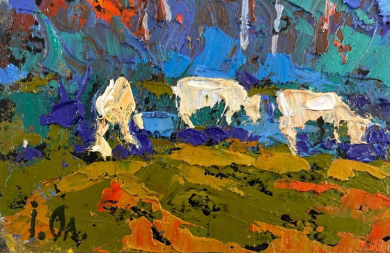 Image 1 of Original Oil Painting Summer Nature Landscape In the shade of trees is peace of mind