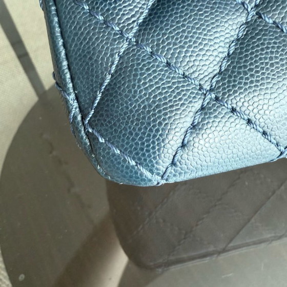 Image 1 of Chanel Classic Flap Medium - Caviar 25CM Quilted Dark Blue Silver Hardware Series 23