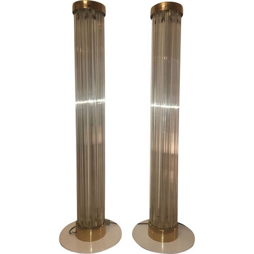 Paar vintage vloerlampen van moderne kunst in messing en glas van Kamenicky Senov 1960
