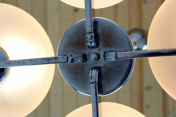 Image 1 of Lámpara de araña Art Déco cromada de ESC Zukov, Checoslovaquia, década de 1930