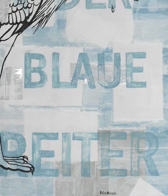 Image 1 of Un bellissimo dipinto di un airone dal titolo: Der Blaue Reiter (dipinto a mano)