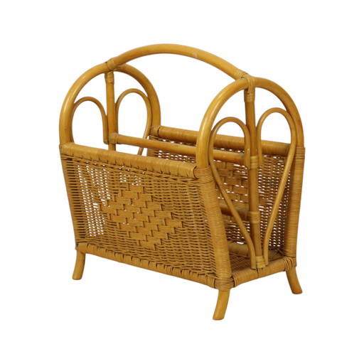 Boho Bamboo Rattan Magazine Rack